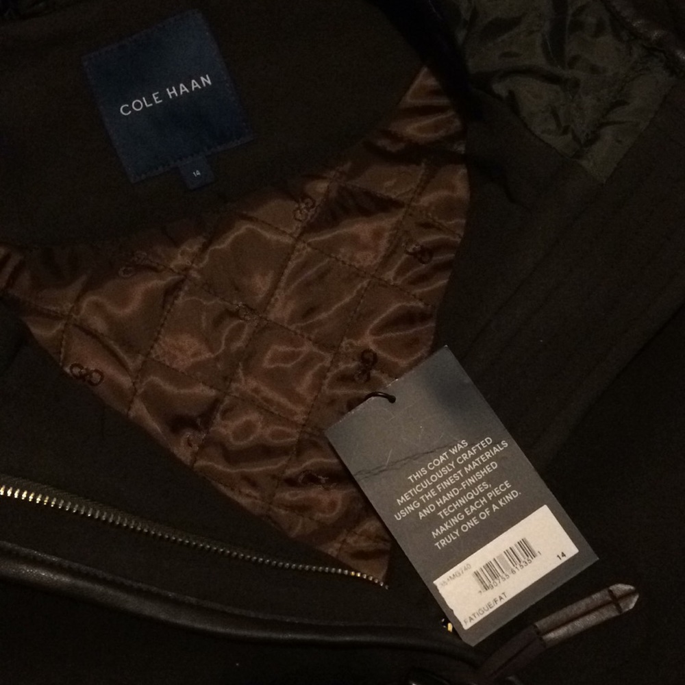 Cole Haan Hooded Duffle Quilted Yoke Coat - Picture 6 of 6
